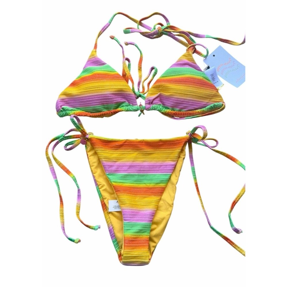 NEW Dippin Daisy’s  Palm Triangle Bikini Top & Bindi Cheeky Bottom SET Shimmer